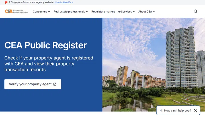 Screengrab of the Council for Estate Agencies (CEA) website.