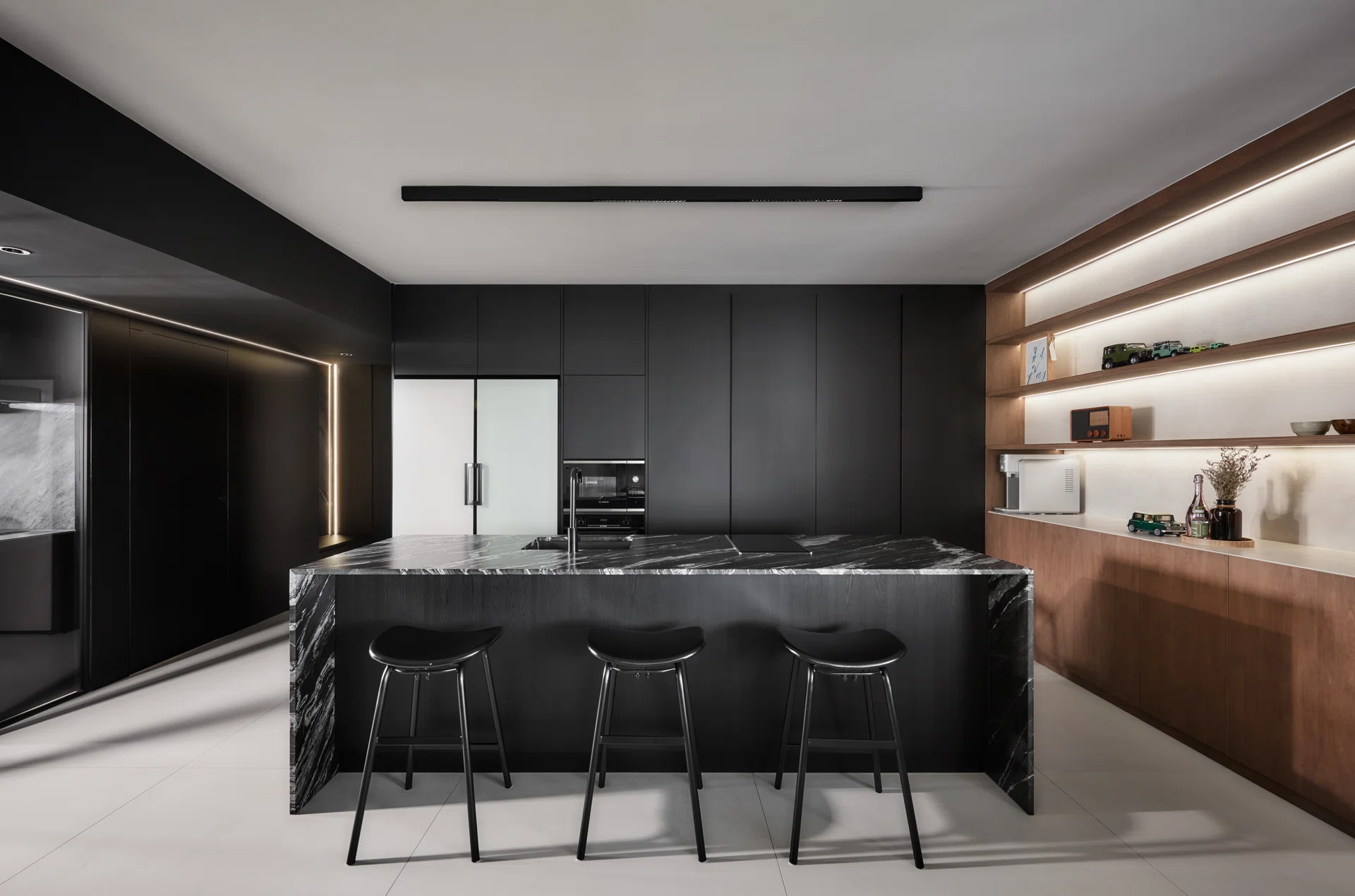 The open-plan Dry Kitchen is a feature of this home. Image by Third Avenue Studios.