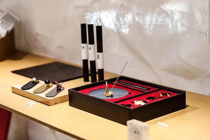 Inkstone and brass incense set _ $588