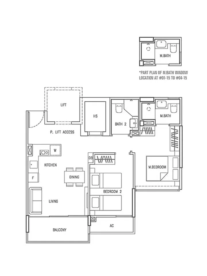 35 Gilstead road condo 2-bedroom floor plan Type B1 700sqft. Image from official 35 Gilstead website