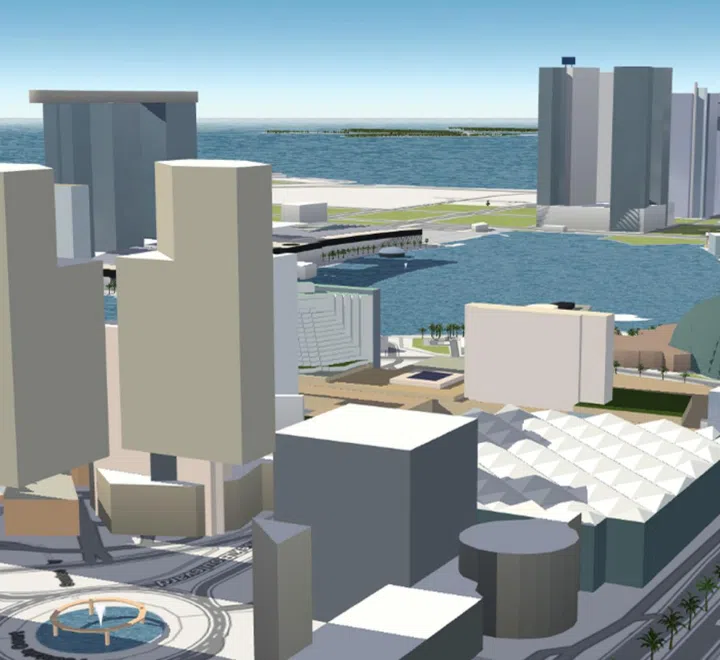 ramap13-ol / ramap14 - Screenshot of view of Marina Bay, Suntec Convention Centre, Esplanade and Mandarin Oriental hotel from unbuilt new condominium launch Midtown Modern on Mogul.sg's 3D map. Photo credit: MOGUL.SG