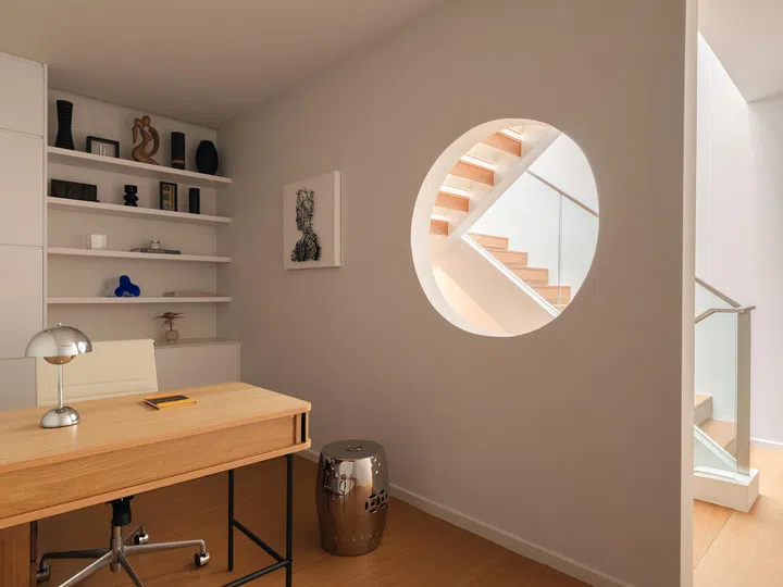 A light-filled study.