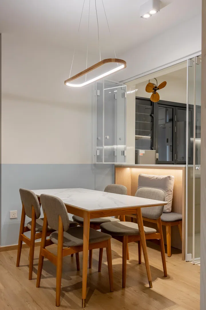 Dining room set up in Mr and Mrs Chua’s 4-room BTO in Tampines.