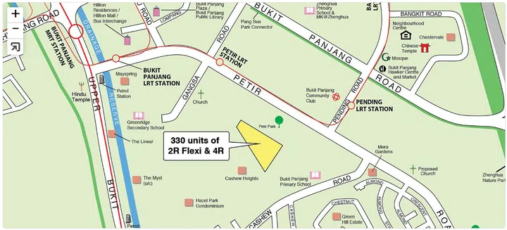 HDB BTO Dec 2023 Petir Road, Bukit Panjang map. Image from HDB BTO Portal