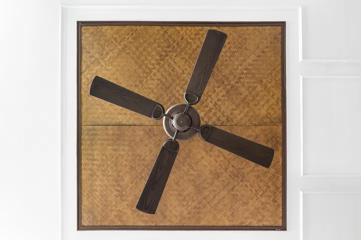 Wood Ceiling Fan isolated on white background.