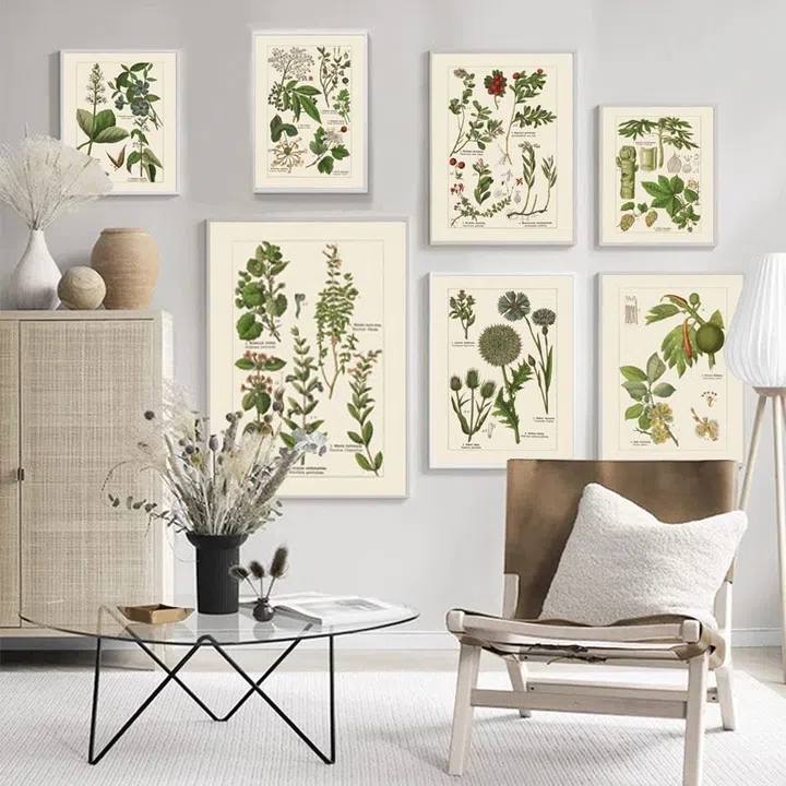 Retro Poster Vintage Green Plant Wall Art Prints Canvas, $2.82 