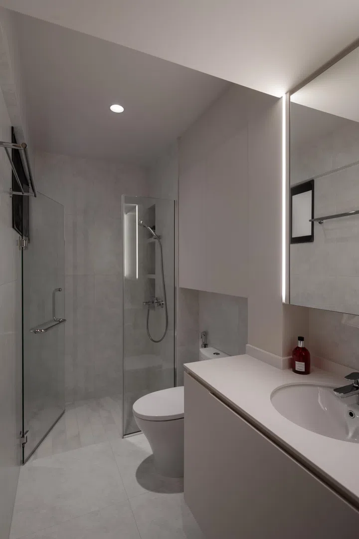 Favouring a lighter colour palette for both bathrooms. 