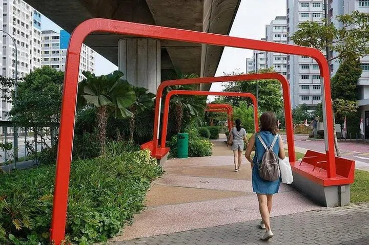 The completed 400m-long southern section of the central greenway in Pasir Ris.