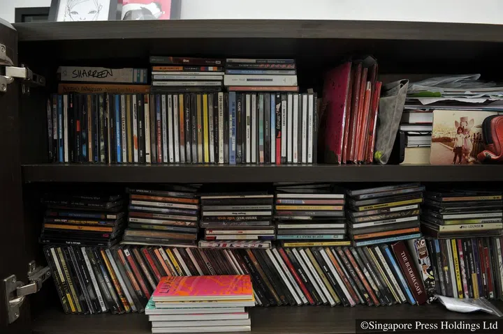 The CD collection of Power 98 DJ Shareen Wong in her shoebox studio condominium in Buona Vista.