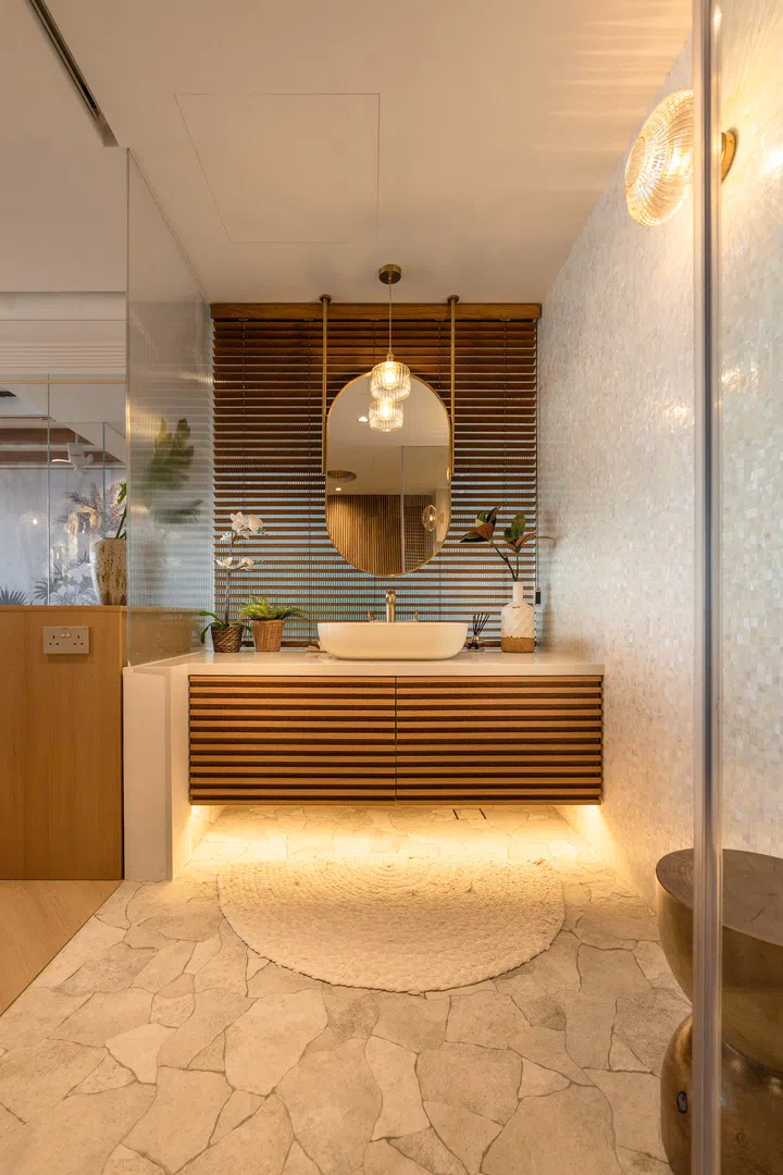 The primary en suite is the size of a small room in some HDBs.