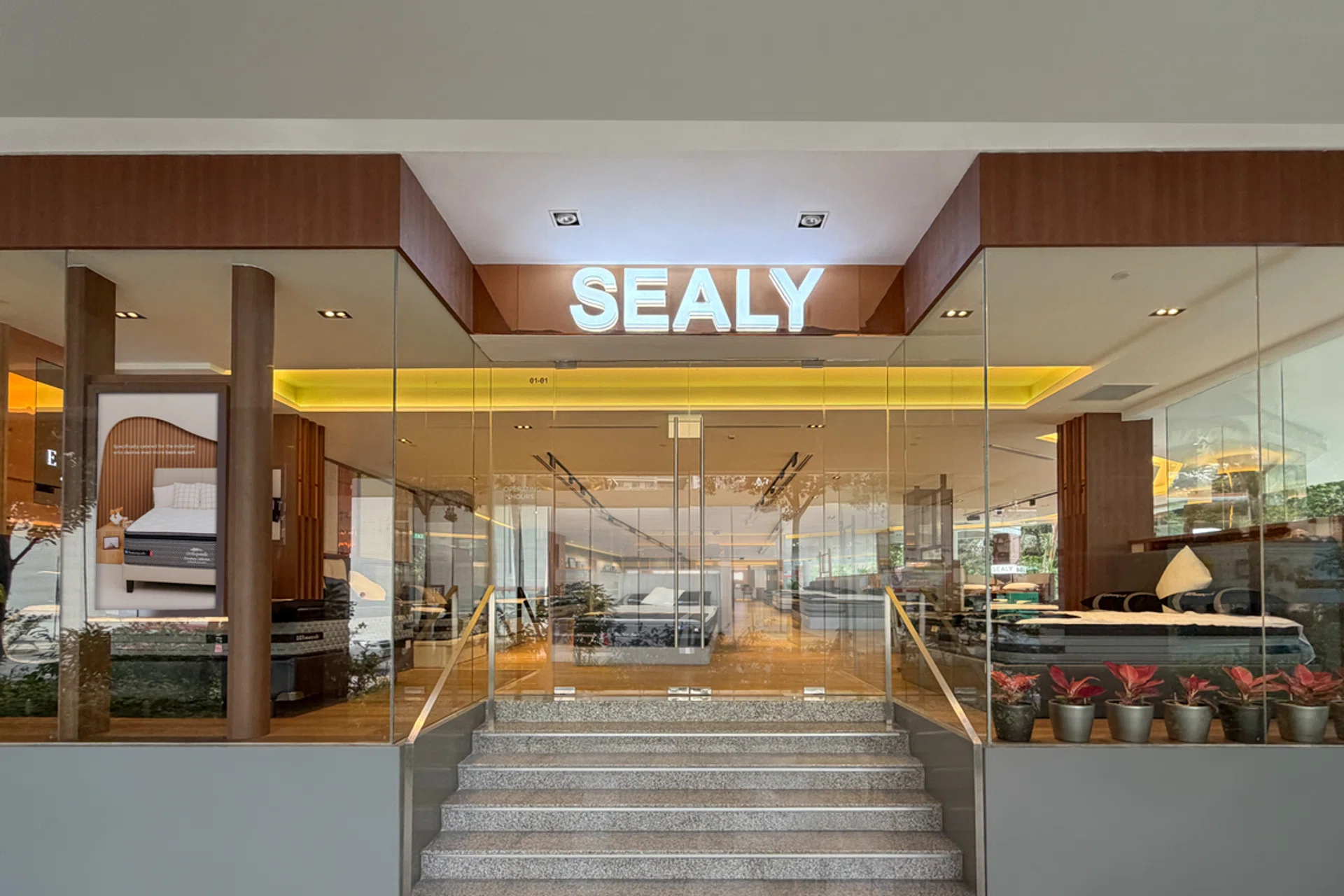 Exterior facade to the new Sealy flagship store located at 1 Nassim Road, opened on 16 October 2026.