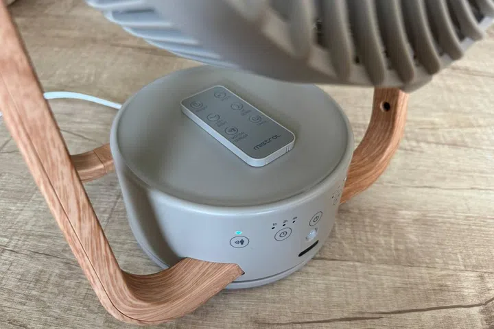 Magnetised remote control on the Mistral Greenleaf II fan.