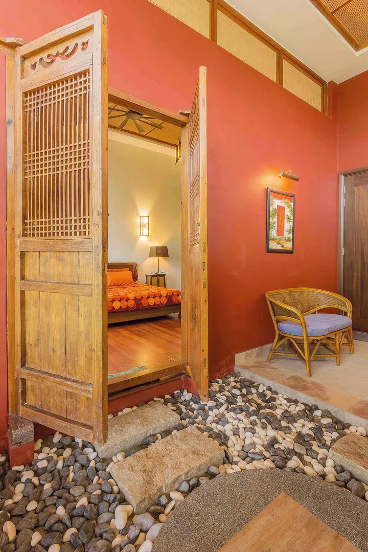 Southeast Asian design influences are seen throughout the home’s interiors.