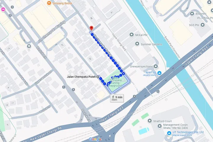 Map view of Jalan Chempaka Kuning and Jalan Chemapak Puteh.