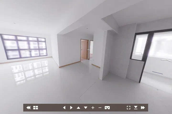 Virtual tour of a 4-room open-kitchen concept (93 sqm) HDB flat in Rivervale Shores BTO.