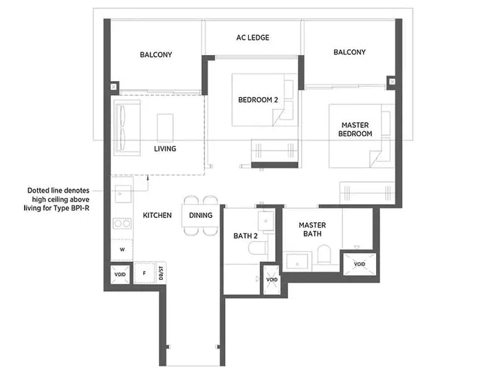 Parc Esta Condo 2 bedroom Type BP1 700 sq ft. Image from Parc Esta condo official website