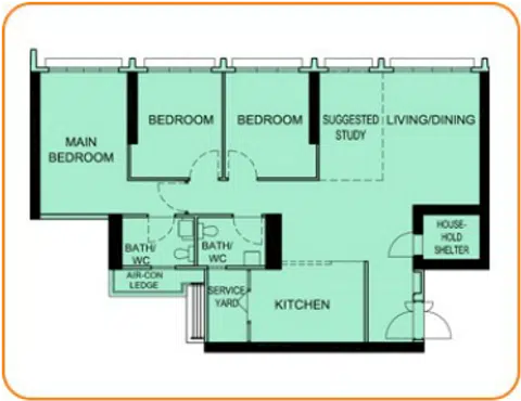 Layout of a 4-room flat at Clementi Crest.