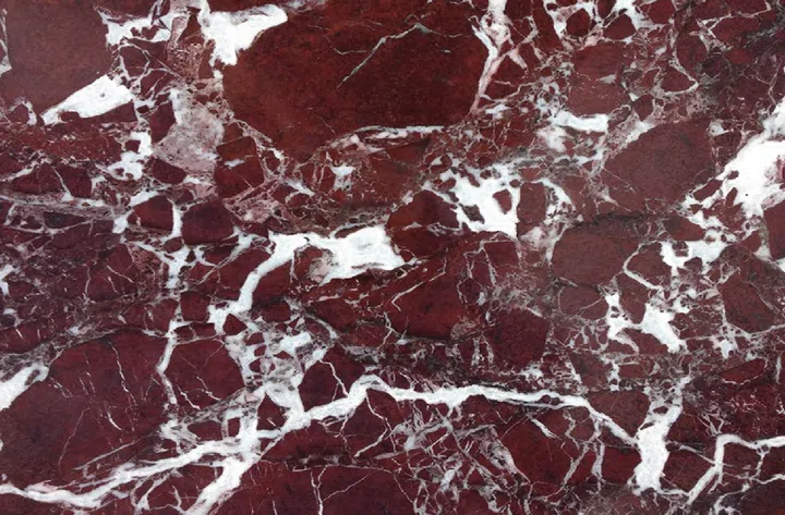 Red Marble, Rosso Levanto. ‘Rosso Levanto marble is a dramatic red marble with white veins.’ 