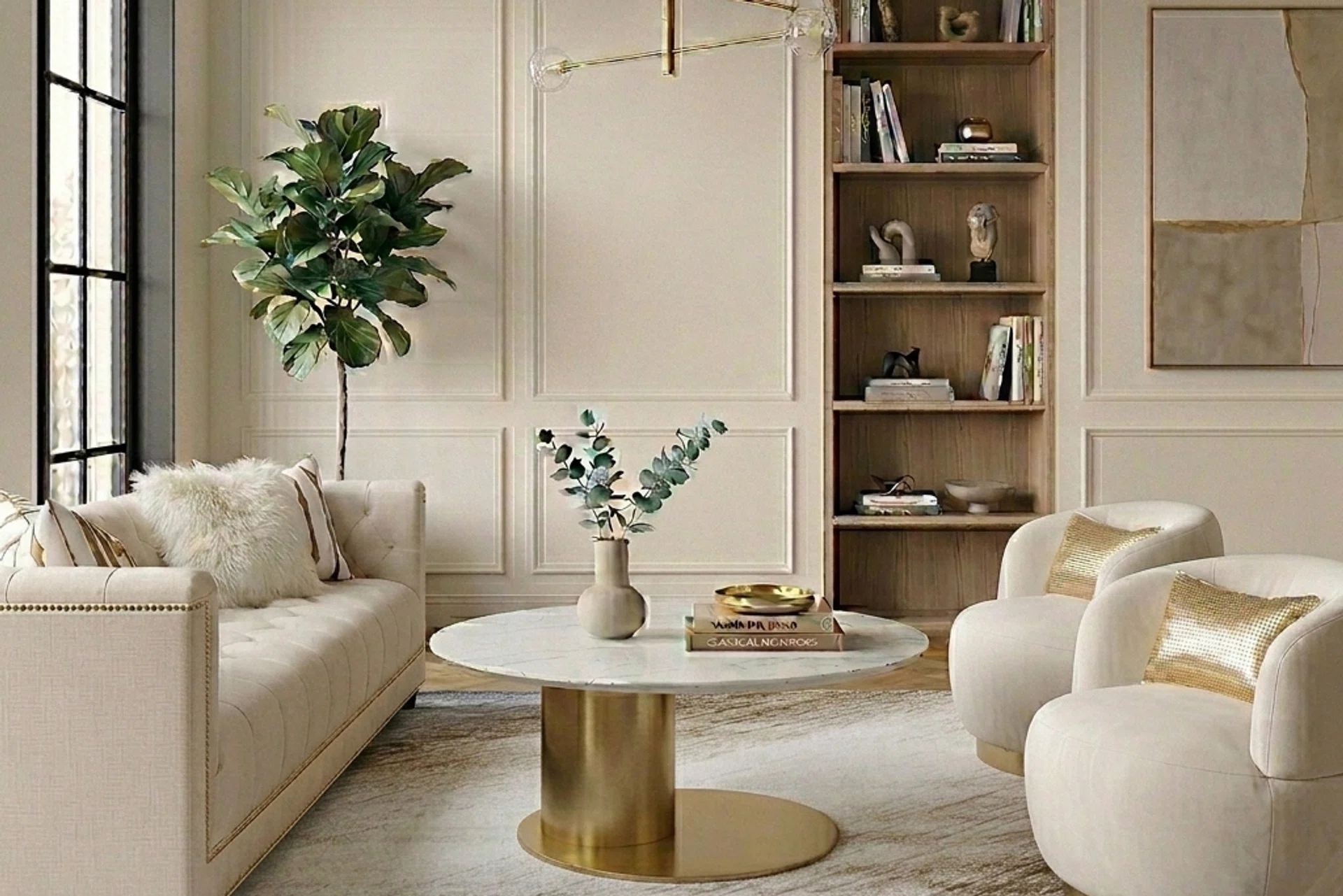 Finn Avenue furniture store’s Duchess Sofa, Le Nouvel Coffee Table, Infiniti Armchair, Avignon Rug.