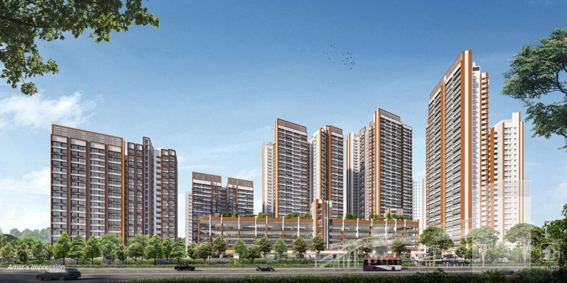 Artist’s impression of the upcoming Lakeview Cascadia BTO in Bishan, launched at the June 2026 HDB BTO sales exercise.