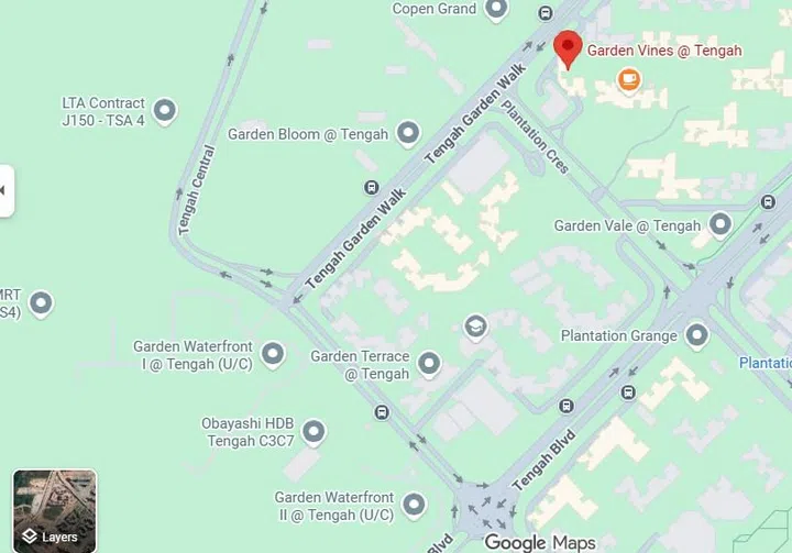 Tengah Garden Vibes, Garden Bloom, Garden Vale, Garden Terrace, and Garden Waterfront all surround Tengah Garden Walk.
