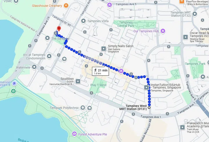 Tampines Green Bloom is a 21-minute walk from the nearest Tampines West MRT Station.
