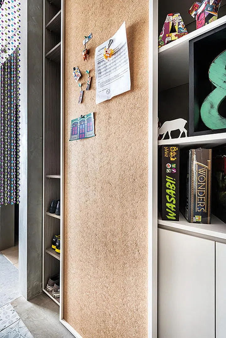 Sliding door cork board