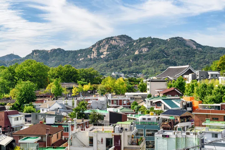 Seoul, South Korea - October 15, 2017: Scenic autumn cityscape in Seoul, South Korea. Seoul is a popular tourist destination of Asia.