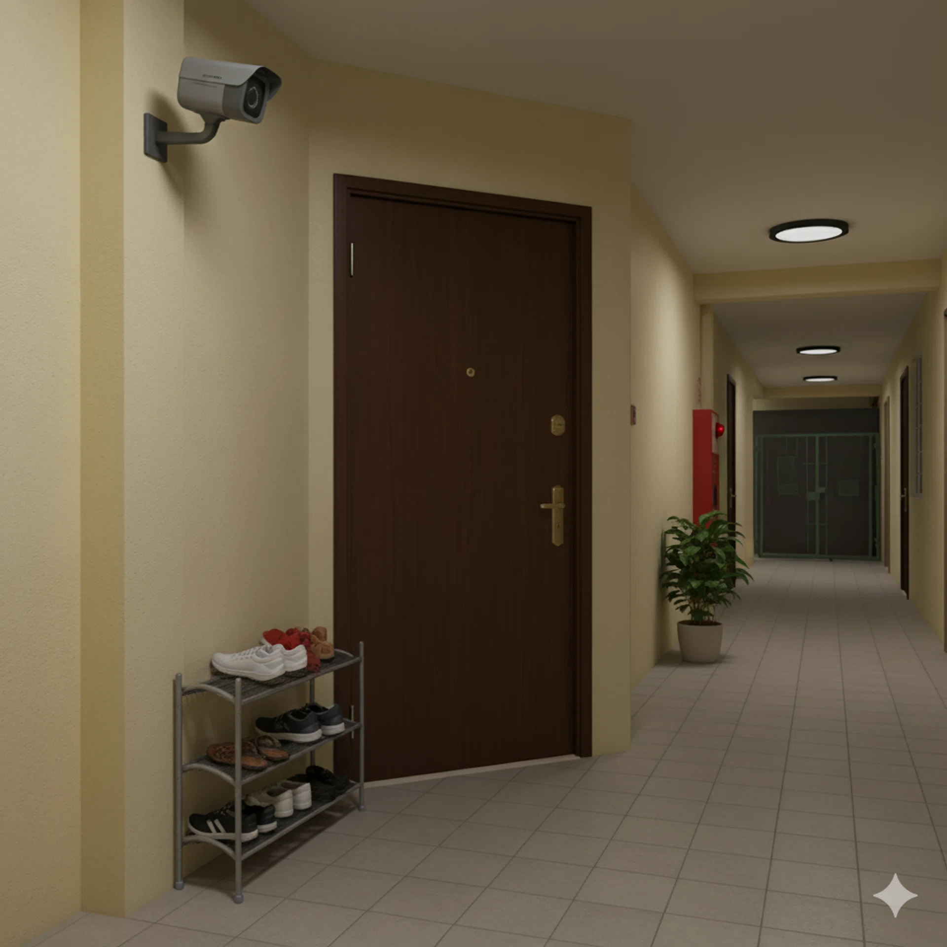 Image of a CCTV outside a HDB door.