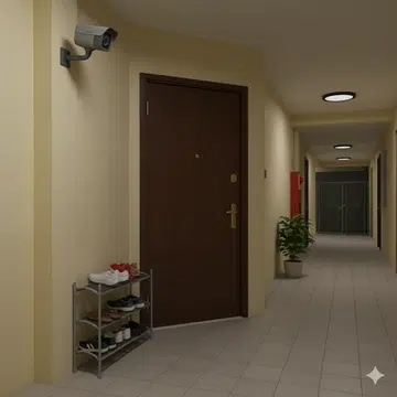 Image of a CCTV outside a HDB door.
