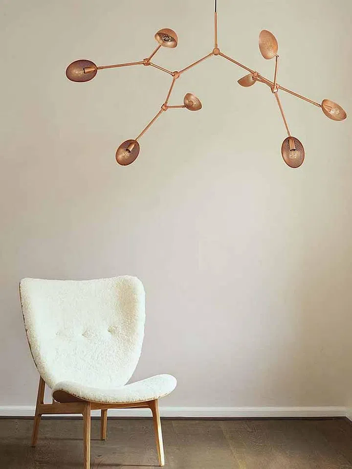 101 Copenhagen Drop Chandelier Perforated Rose, price upon request, from P5 Studio.