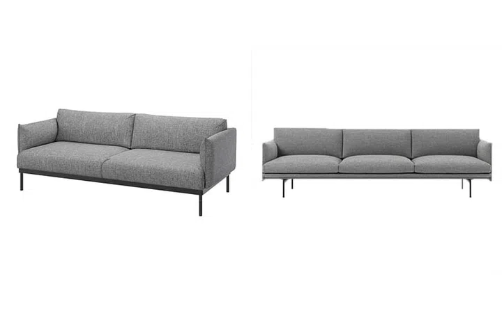 IKEA ÄPPLARYD (left) vs the Outline Sofa by Muuto
