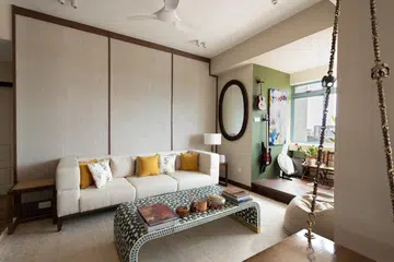 The living room of a Southern Indian-inspired two-bedroom condo in Tanjong Rhu. 