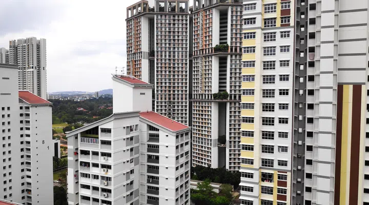 Singapore - Mar 19, 2021: Singapore center zone residential HDB building area skyline.