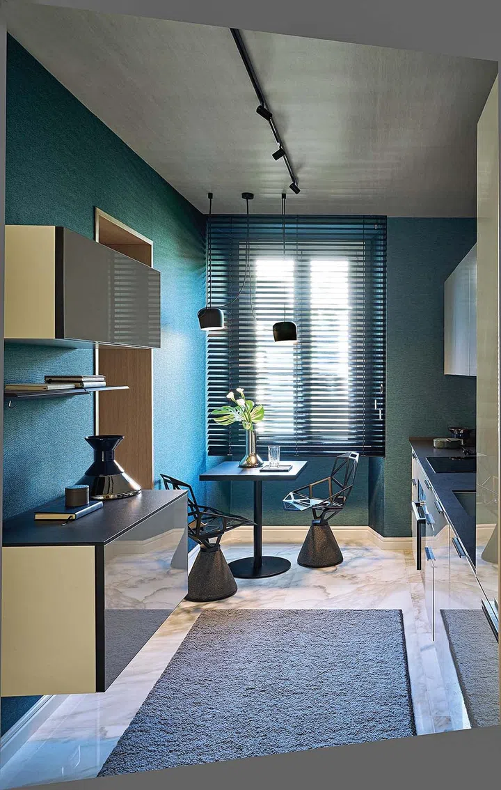 Each room of the home has a unique colour theme in order to distinguish them from each other.