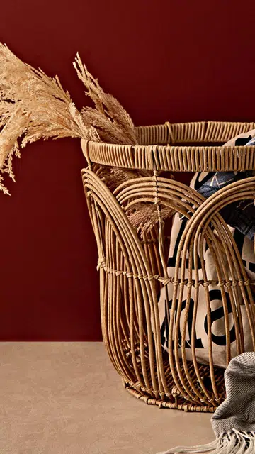 Dried golden grass; Storage basket, all from SSF Home.