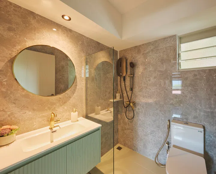 Working within the existing layout helped keep the renovation timeline manageable, while updated finishes gave the bathrooms a calmer, more polished feel.