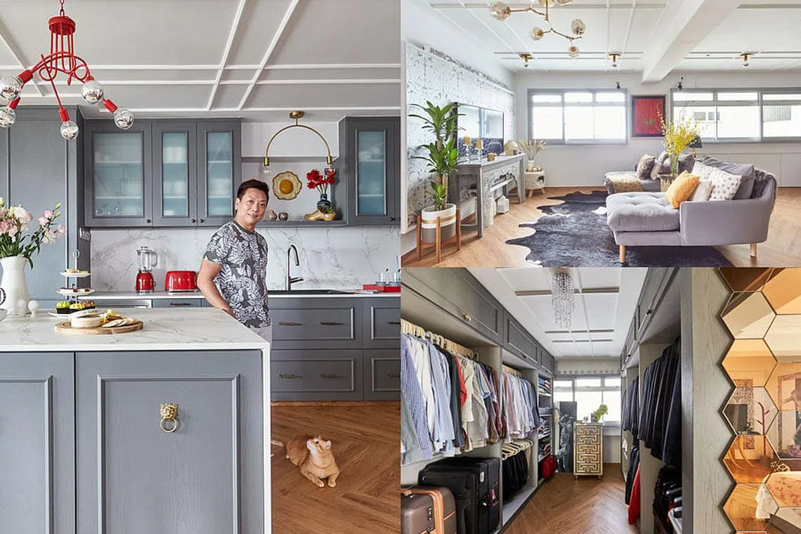 House Tour: A quirky Modernique 5-room flat for a bachelor and his cats ...
