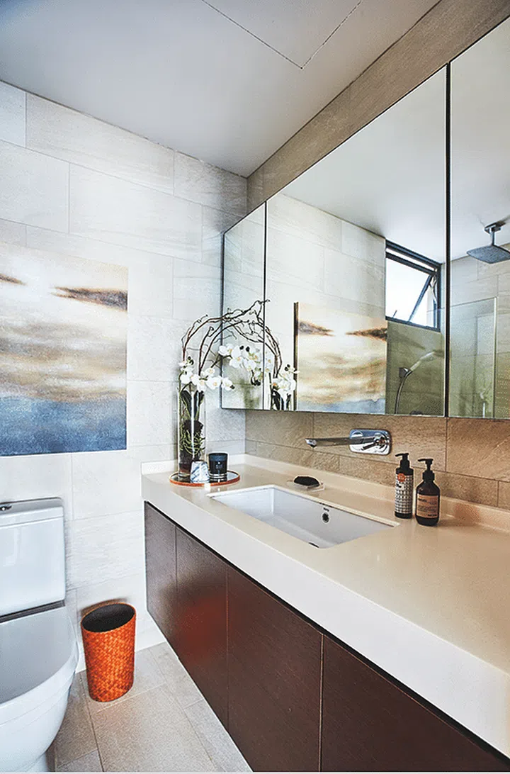 Undermount sinks give bathrooms a clutter-free look. Interior Design: Blackrice.