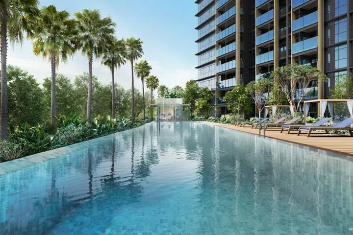 Artist's impression of the Meyer Blue condo swimming pool.