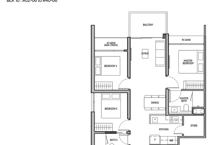 The Orie condo 3-bedroom (type C1) floor plan.
