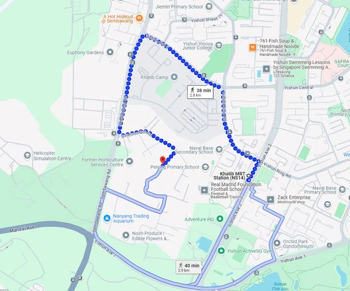 Yishun Chencharu Green BTO is a 38-minute walk to the nearest Khatib MRT Station on Google Map - though I'm sure you can walk through the HDB estates and get there faster.
