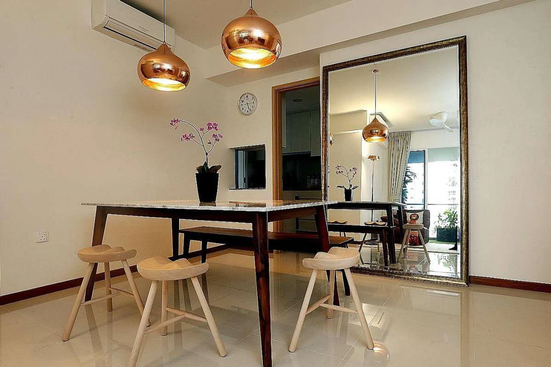 Dining room of a Scandinavian-style 4-bedroom HDB EC in Singapore