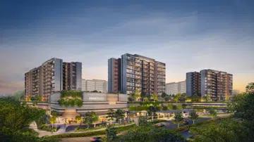 Artist's illustration. Parktown Residence will be directly linked to the future Tampines North MRT station on the Cross Island line and a bus interchange.