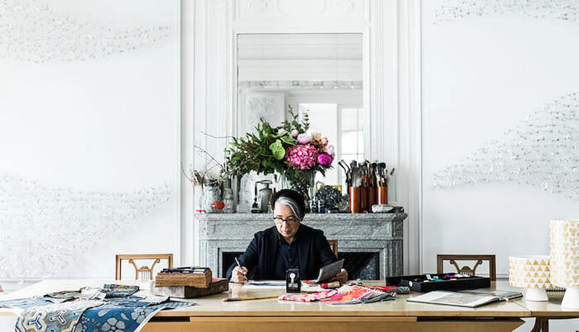 Kenzo Takada at work in his atelier