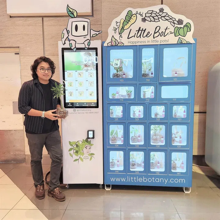 Mr Fendi Sani of Littlebotany nursery has recently launched plant vending machines in three locations to make plants more accessible. PHOTO: LITTLEBOTANY