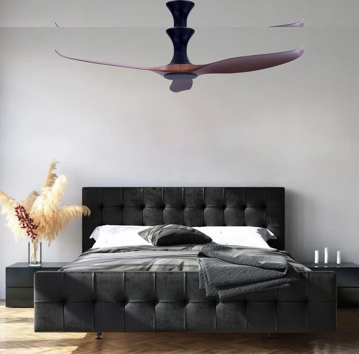Bedroom interior with poster mockup, modern style, 3d render