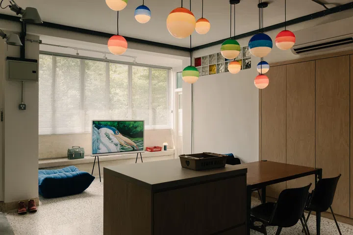 Pendant lighting inspired by Takashi Murakami’s cafe in Tokyo.