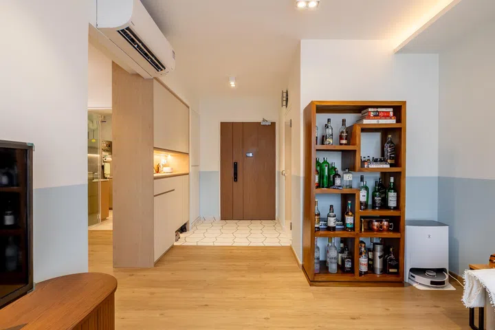 Main door entrance of Mr and Mrs Chua’s 4-room BTO in Tampines.