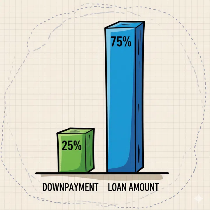 HDB Loan requires a 25% downpayment. The remaining 75% will likely be your loan amount.